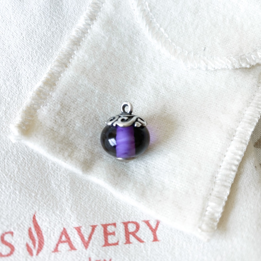 *Discontinued* James Avery Sterling Silver Swirl Finial Purple Glass Charm